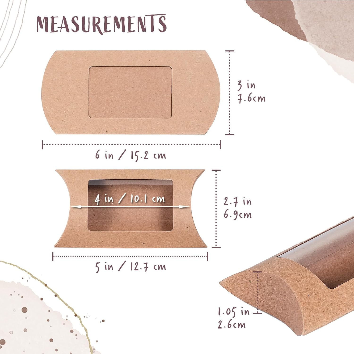 Pillow Boxes, 40 Pack Pillow Gift Boxes with Windows, Kraft Mini Gift Boxes, 5" x 3" x 1.2" – Bild 4