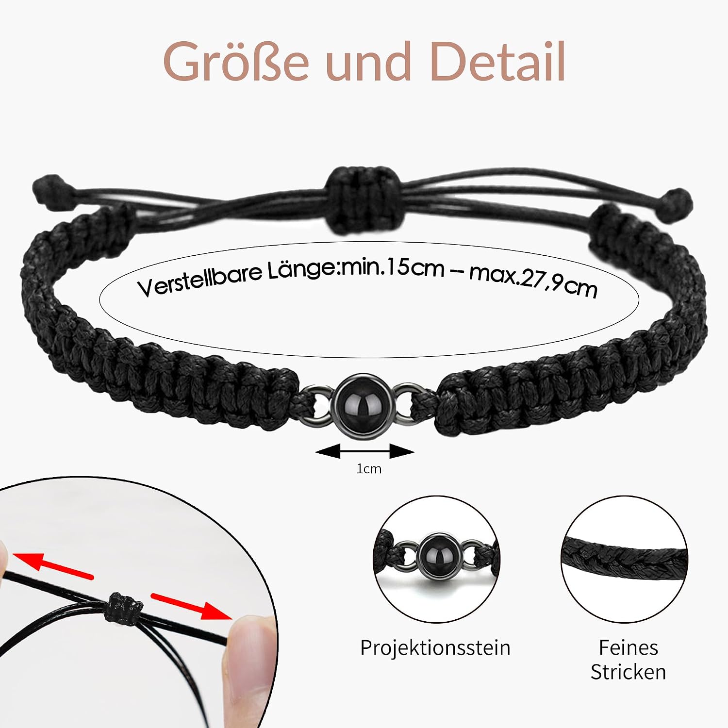 Easycosy Personalised Projection Bracelet with Photo and Image in Stone, Customised Photo Bracelet with Own Photo, Christmas Gifts for Women, Men, Girlfriend, Mum, Dad – Bild 3