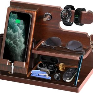Gifts for Men Birthday, Father's Day Gift for Dad, Wooden Phone Docking Station Watches Purses Bedside Organiser Men, Gift Father's Day, Docking Station Wood, Dad Gift Birthday