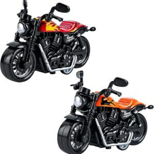 Set of 2 Motorcycle Toys, Retro Motorcycle Model Pull Back Car