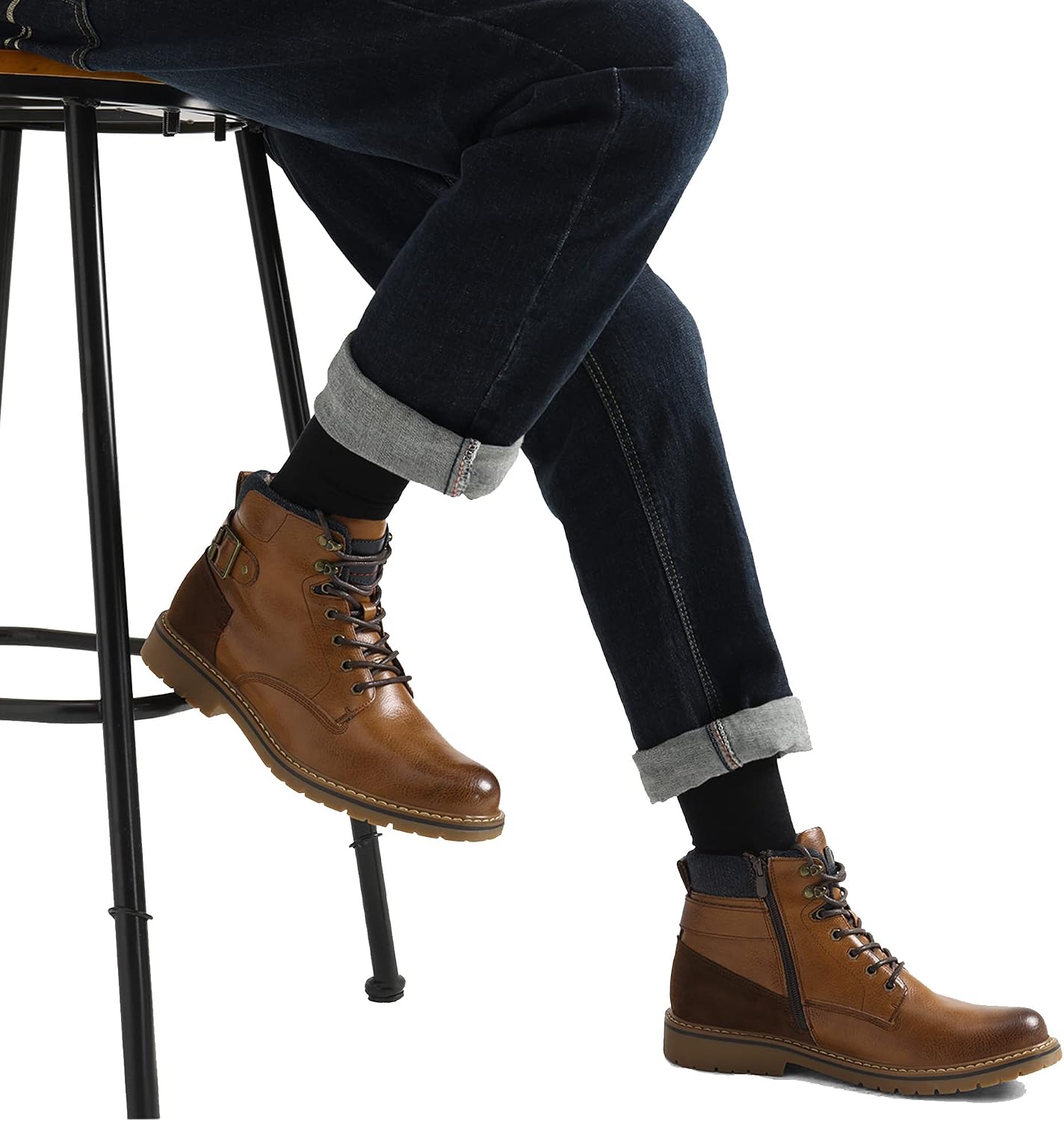 Bruno Marc Men's Lace-Up Motorcycle Boots – Bild 2