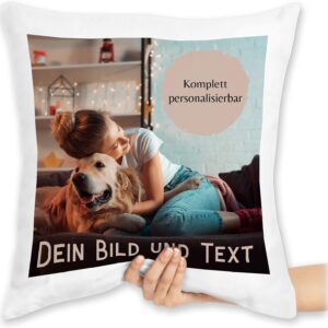 Cushion 40 x 40 cm Decorative Cushion – Own – Photo Picture Gift I Your Picture and Text – 40 x 40 cm – White – Photo Cushion + DIY Photo Cushion Design Your Own Personalised Logo Sofa Cushion