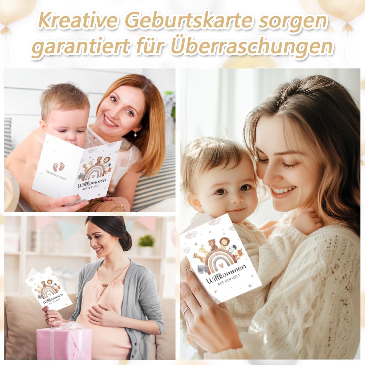 Gift Bag Baby Birth, Gift Bag with Greeting Card, Gifts for Birth Boy & Girl, Gift Wrapping Paper Bags with Handle and Tissue Paper – Welcome to the World – Bild 7