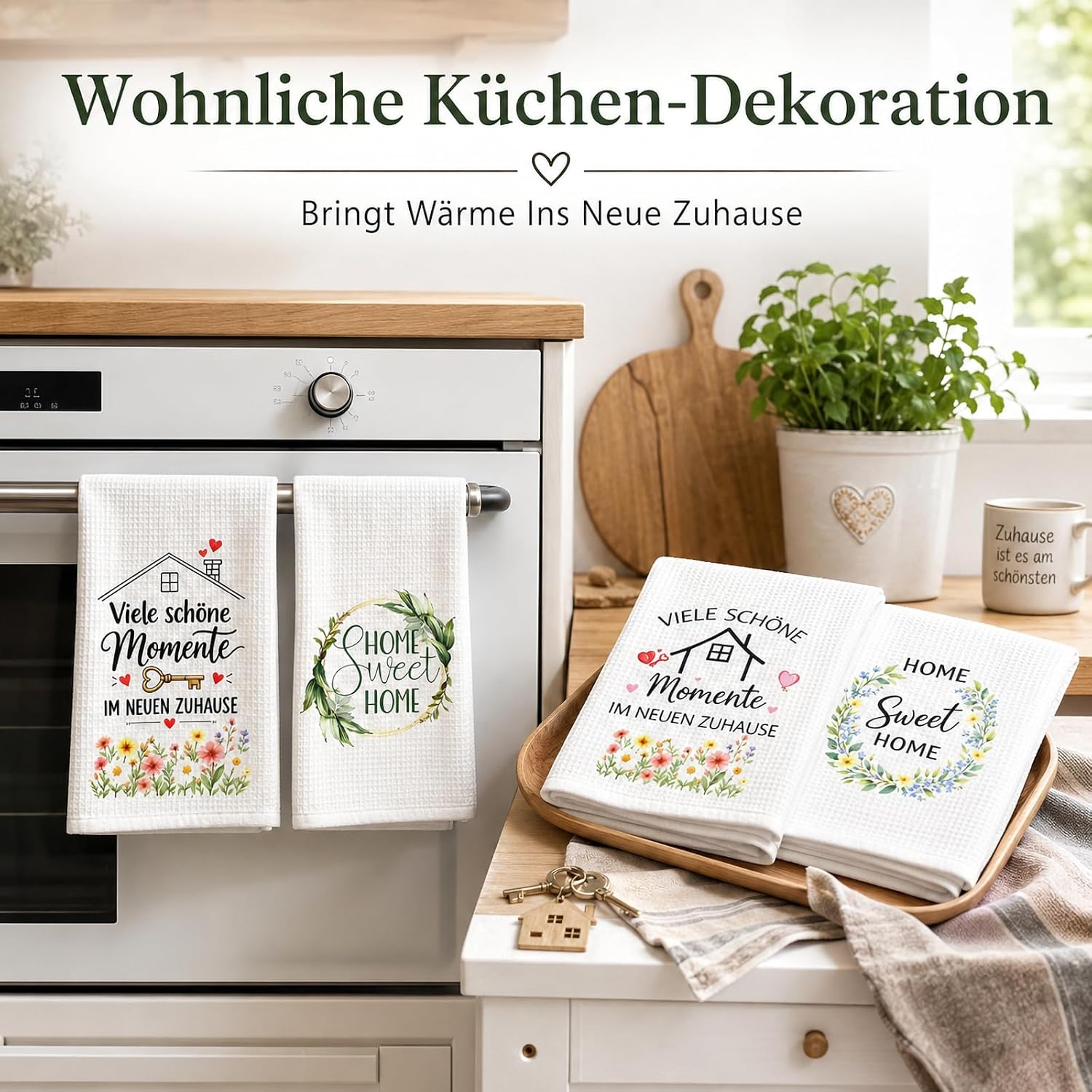 Housewarming Gifts, Housewarming Gift, Set of 4 Tea Towels with Home Sweet Home Motif, Housewarming Gift for New Home, Kitchen, Friends, Family – Bild 5