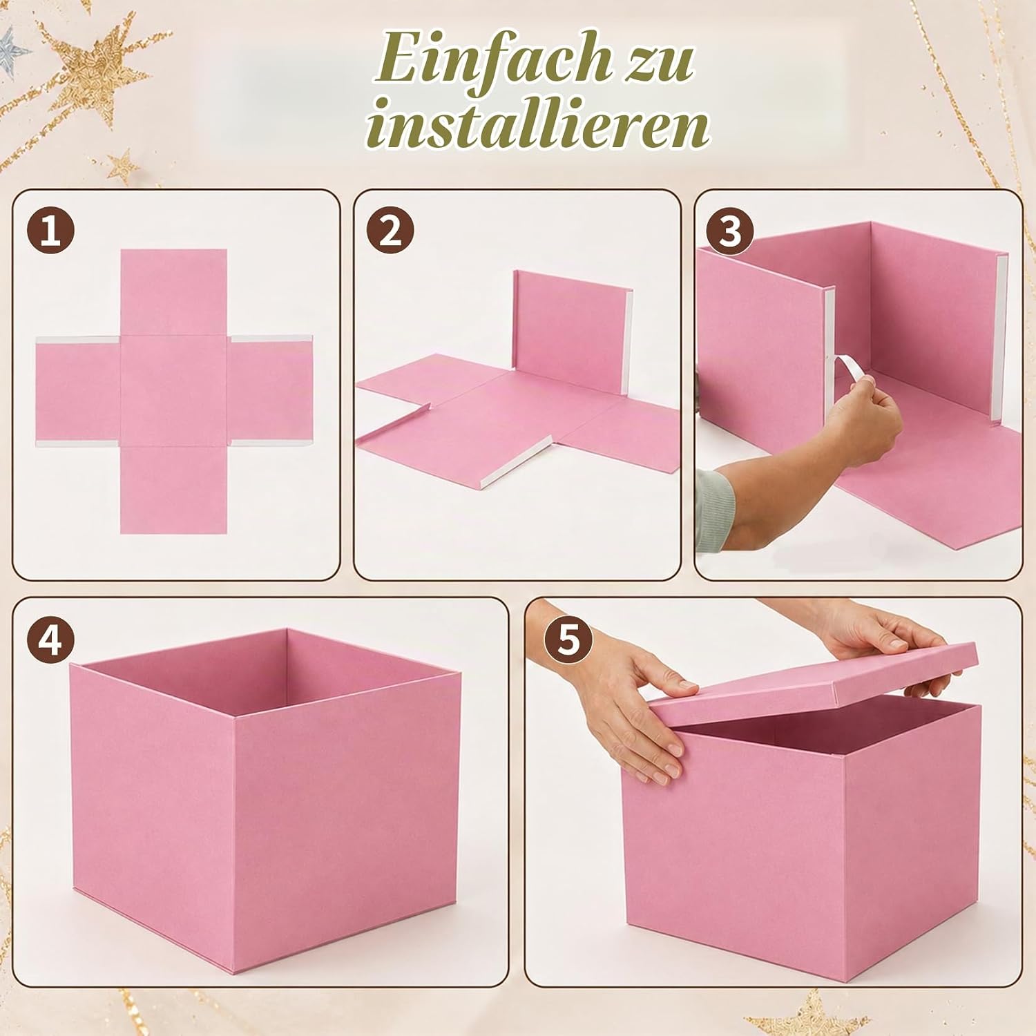XXL Gift Box with Lid 30 x 30 x 25 cm Pink Gift Box Large – Bild 5
