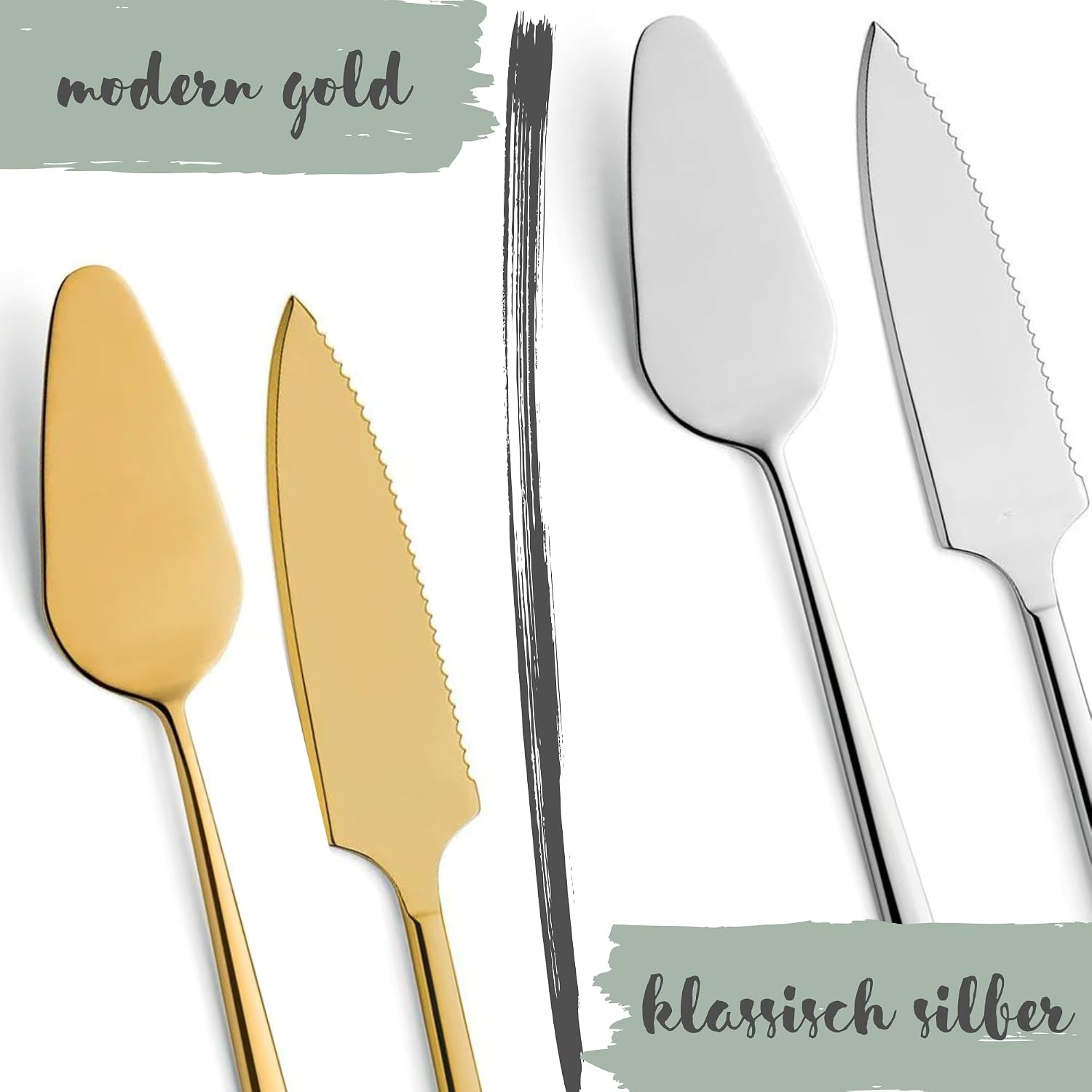 SMARTEON Cake Server Set Hand in Hand with Cake Knife and Personalised Engraving - Wedding Gifts for Newlyweds, Birthday, Anniversary, Gift Idea for Couples - Silver Set in Gift Box – Bild 8