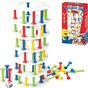 Montessori Toy Board Game from 3 Years, Board Games from 3 4 5 6 Years with Colour Cube, Stacking Games for Fine Motor Skills and Concentration, Educational Toy Gift for Boys Girls, Families