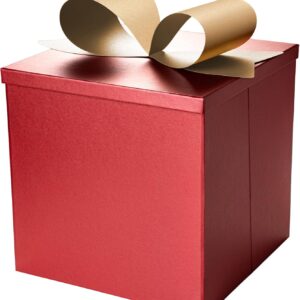 BIOBROWN Medium Gift Boxes with Lids for Gifts, 22 x 22 x 22 cm, Red Collapsible Gift Box for Valentine’s Day, Birthday, Wedding, Baby Shower, Party, Any Occasion