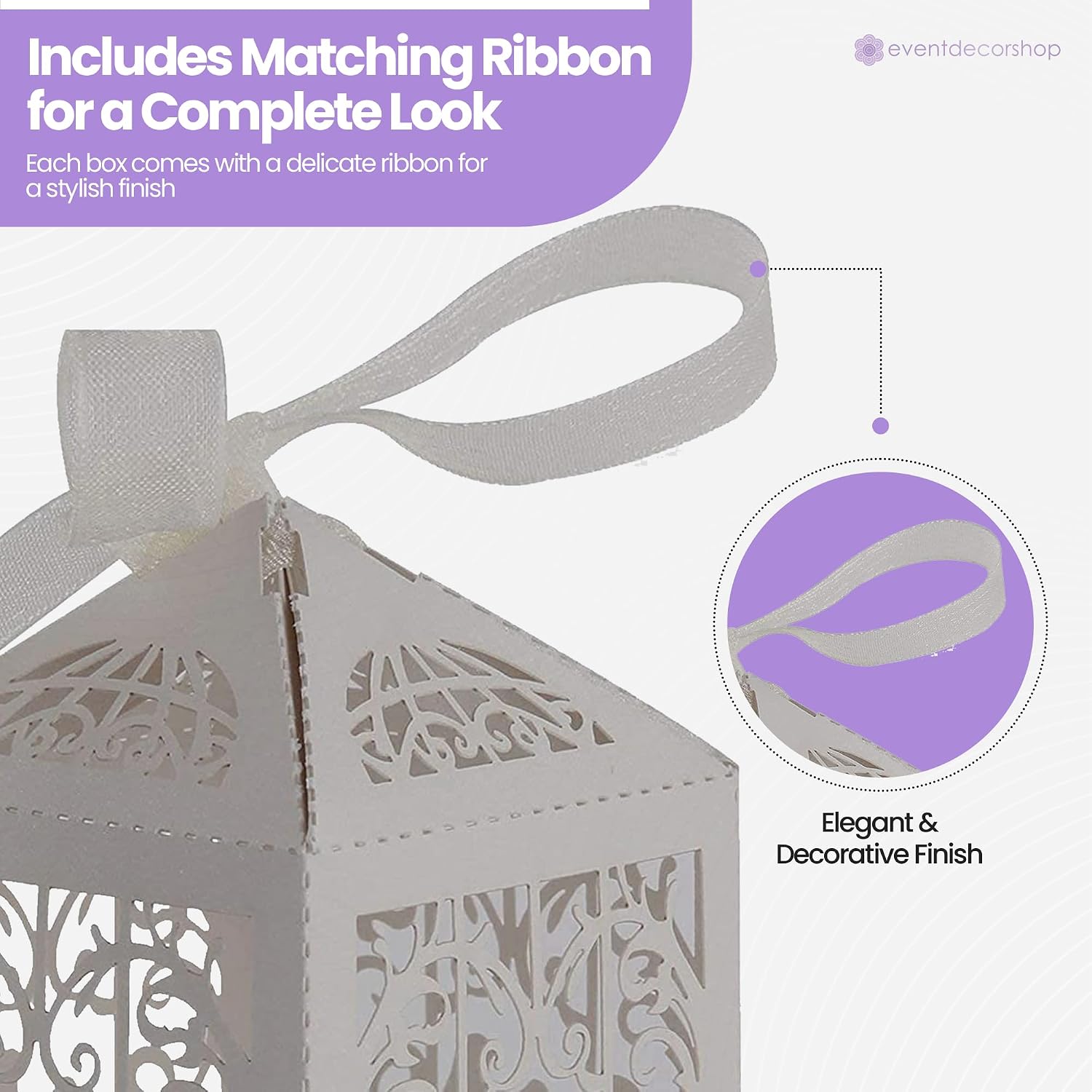 Elegant Candy Gift Boxes with Organza Ribbon - Decorative Candy Boxes for Wedding, Anniversary, Birthday, Baby Shower, Party & Event - Well-Designed DIY Craft Packaging - Silver (100) – Bild 4