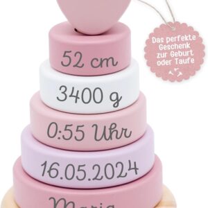 wunderwunsch smallfoot Wooden Stacking Tower from 1 Year Pyramid