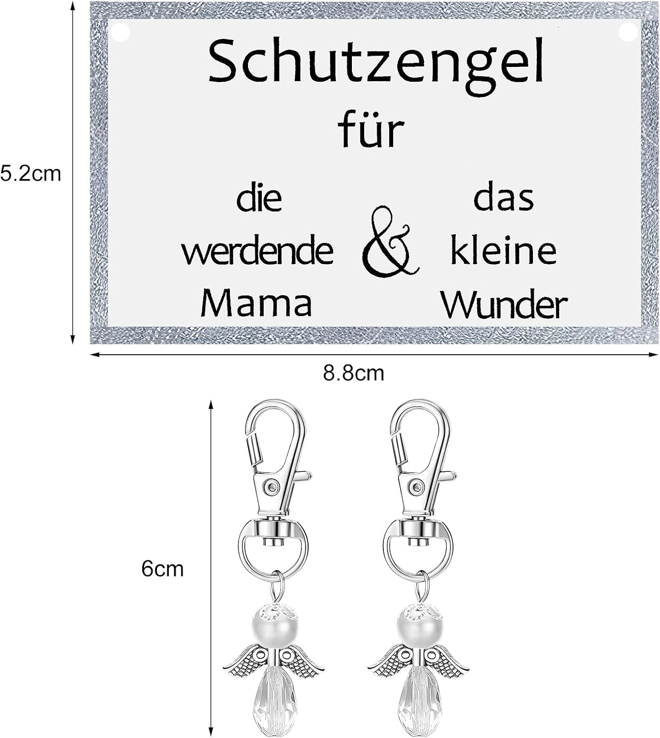 HENGBIRD Guardian Angel Keyring, Mum to Be Gift, Baby Shower Gift, Lucky Charm Gifts for Expectant Mothers and Small Wonders (8.8 x 5.2 cm – Bild 2