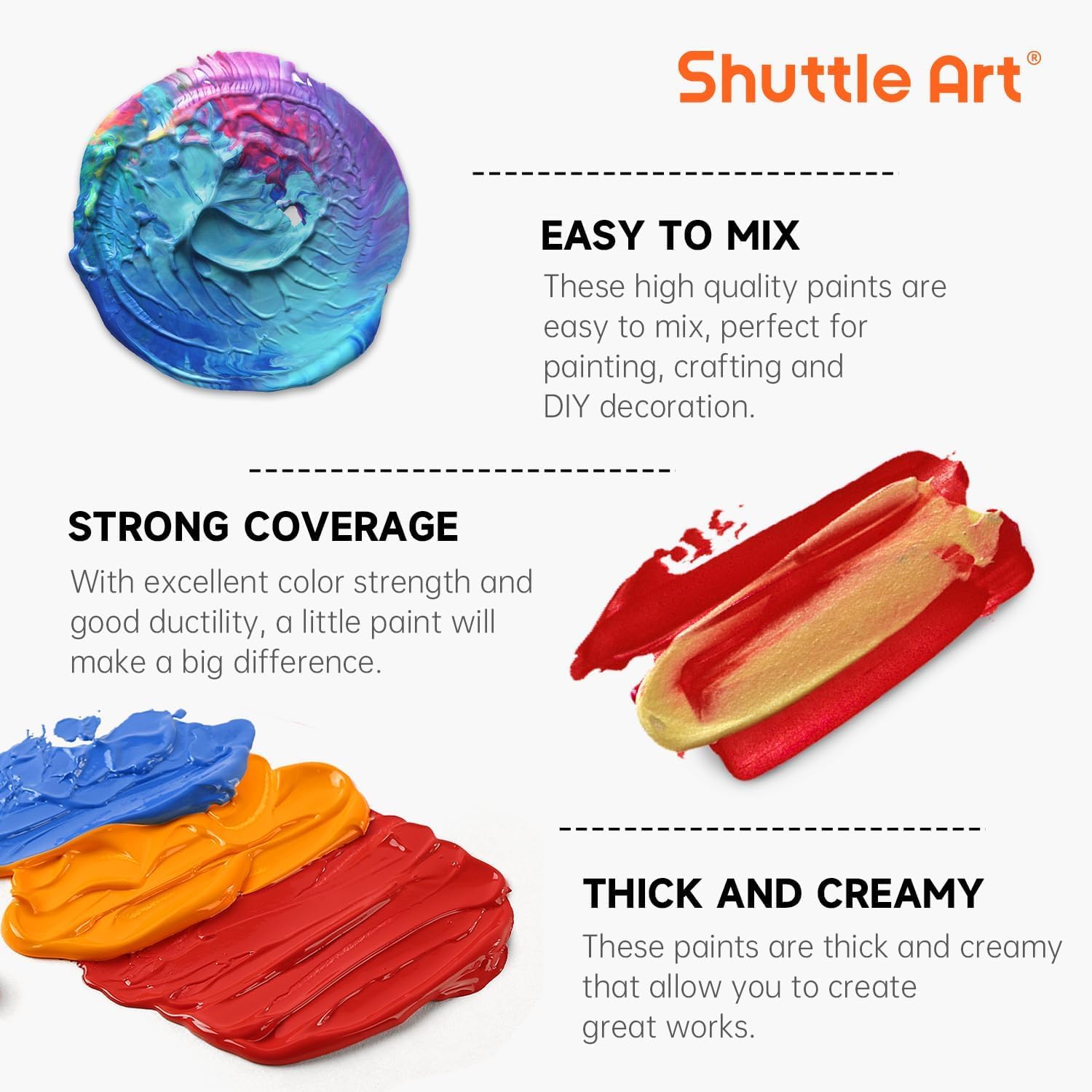 Shuttle Art 25 Vintage Acrylic Paint Set (60 ml Each) with Brush Set and 1 – Bild 5