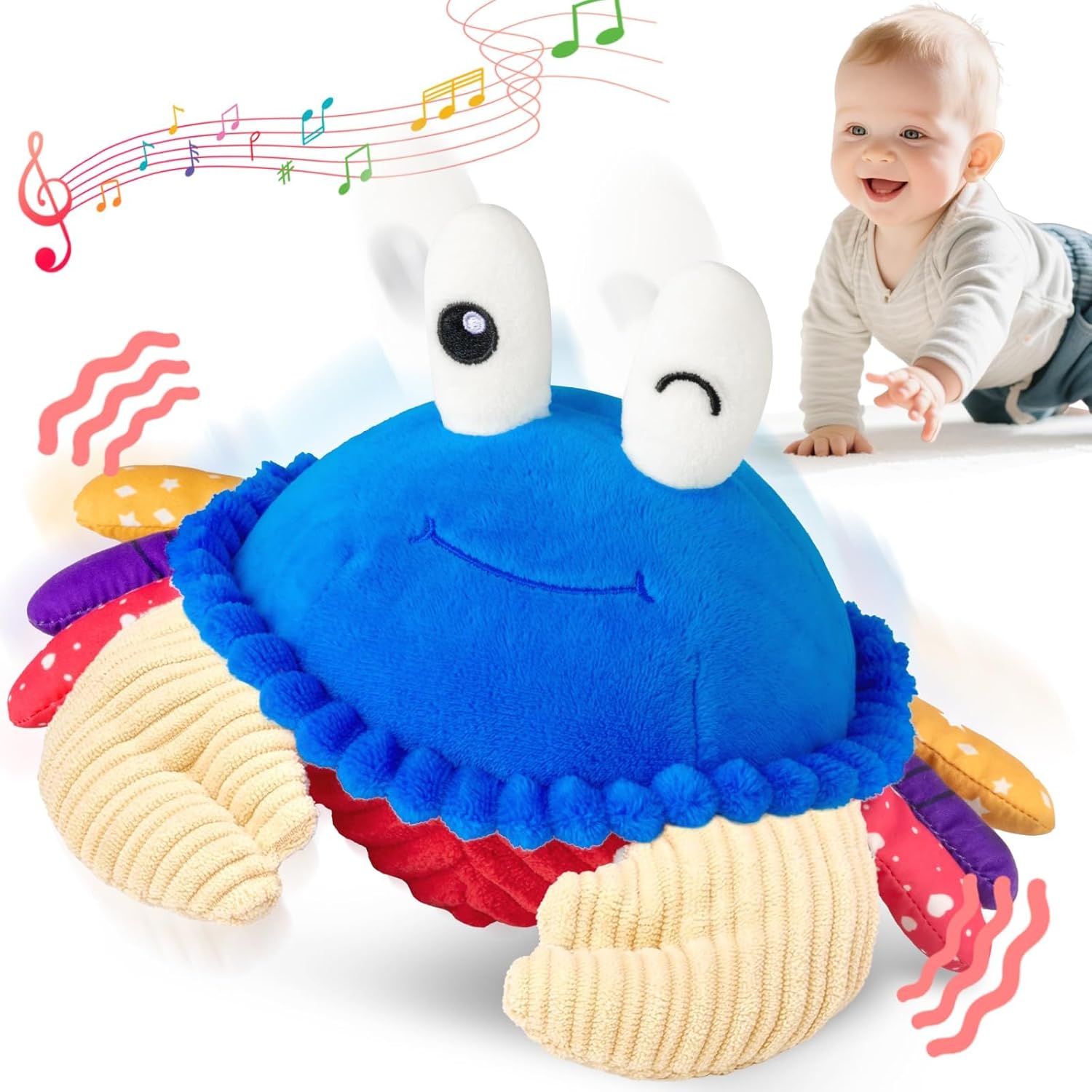SAIMAND Crab Baby Toy 6-12 Months, Musical Crawling Toy