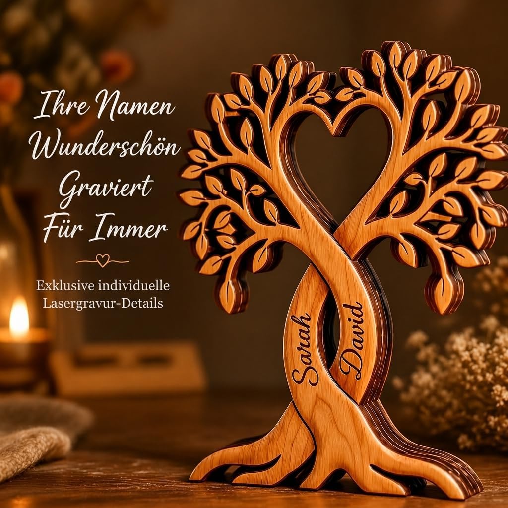 Personalised Wooden Heart Tree with Name, Romantic Couple Wooden Decoration, Individual Gift for Couples & Couples, Him & Him for Wedding, Anniversary, Valentine's Day (Style 2) – Bild 8