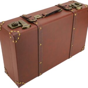 Tonysa Vintage Leather Suitcase, Small Travel Suitcase with Alloy Lock, Carry-on Overnight Suitcase for Men and Women, Decorative Suitcase
