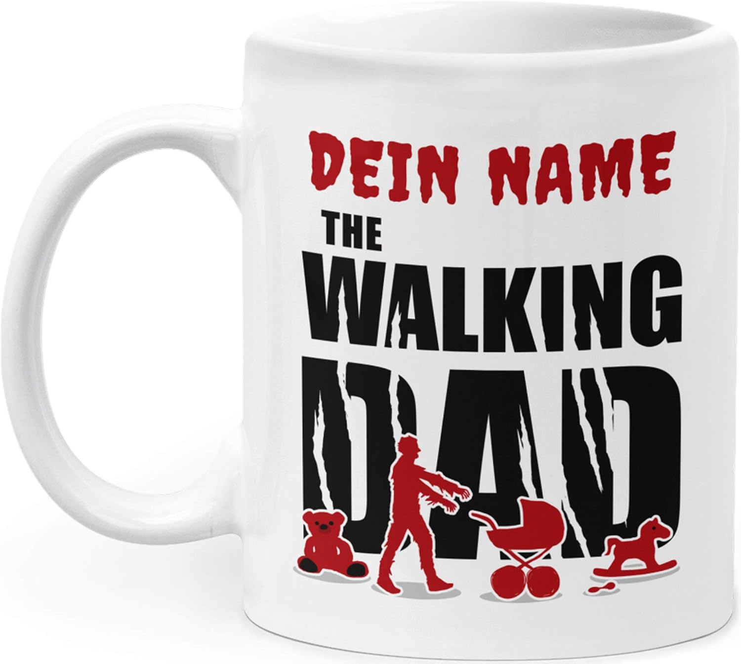 Personalised Dad Gift Idea | Walking Dad | Father Gift Mug for Birth Baby Father's Day Birthday (330 ml) with Desired Name – Bild 2
