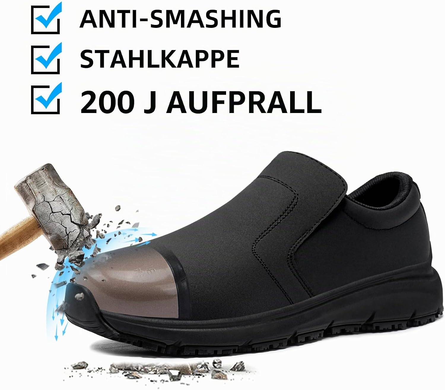 Safety Shoes Men Women Non-Slip Cooking Shoes Waterproof Work Shoes Kitchen Lightweight SRC Comfortable Cushioning Work Shoes with Steel Toe Cap – Bild 3