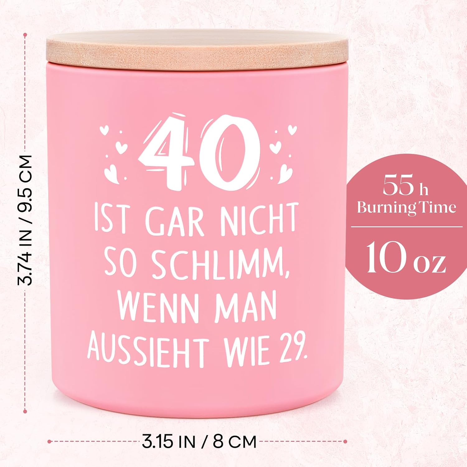 Craftique 40th Birthday Women, Decorative 10 oz Scented Candle with Wooden – Bild 6