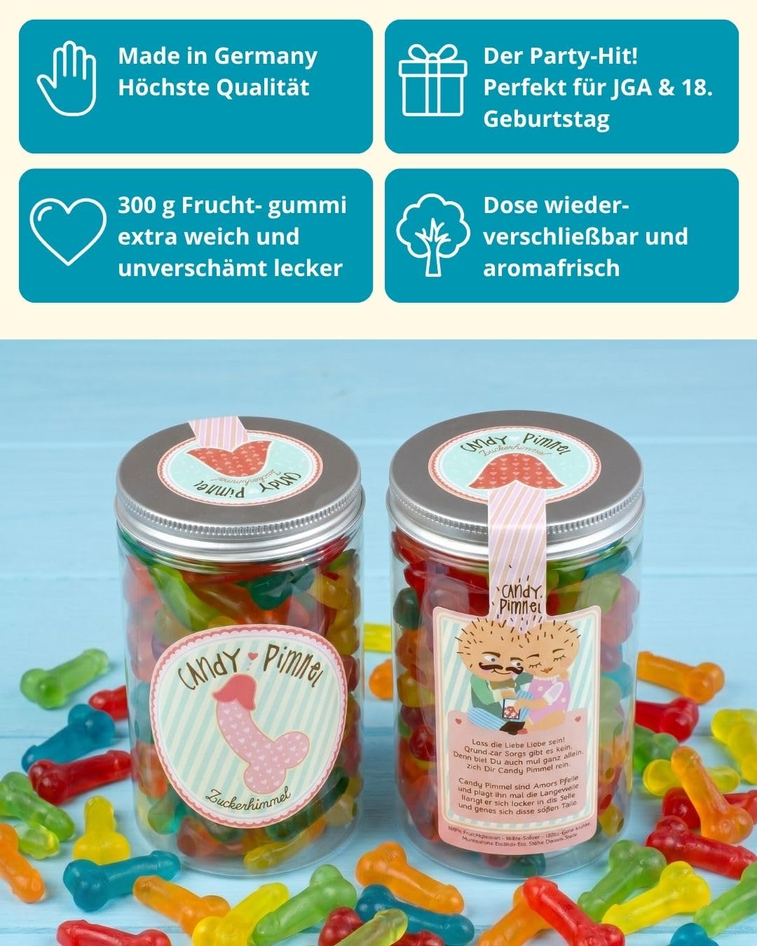 Candy Dummy Fruit Gum Shape Funny Gift for Friends Funny JGA Gift 300g – Bild 2