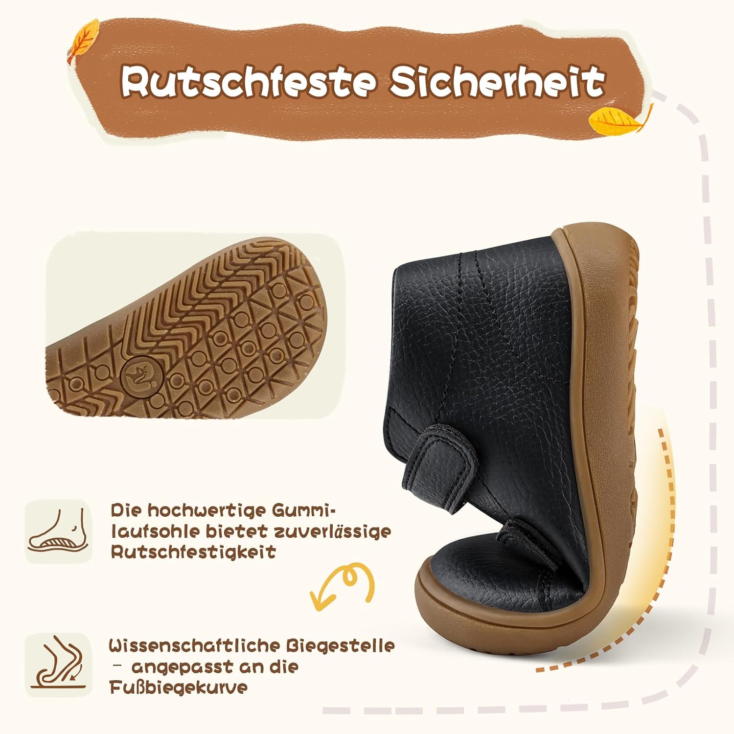 IceUnicorn First Walking Shoes Children's Barefoot Shoes Soft Leather – Bild 4