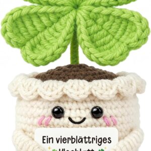 Gifts for Women Men, Lucky Charm Exam - Pocket Hug Positive Crocheted Clover, Courage Gift, Positive Potato Replacement, Gifts for Girlfriend, Colleagues and Family for Birthday