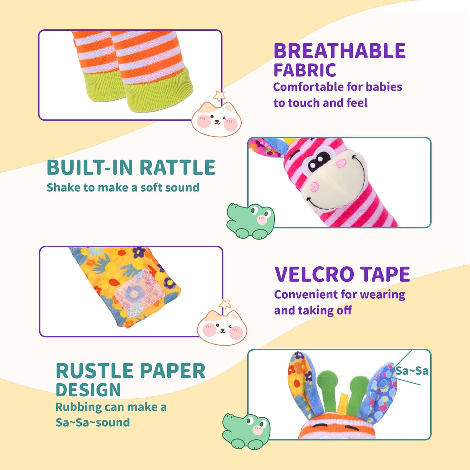 Accevo Baby Wrist Rattles & Socks Cuddly Toys Early Learning Toy for Toddlers & Newborn Baby Gifts Toy for Babies Baby Shower Gift 0-12 Months – Bild 4