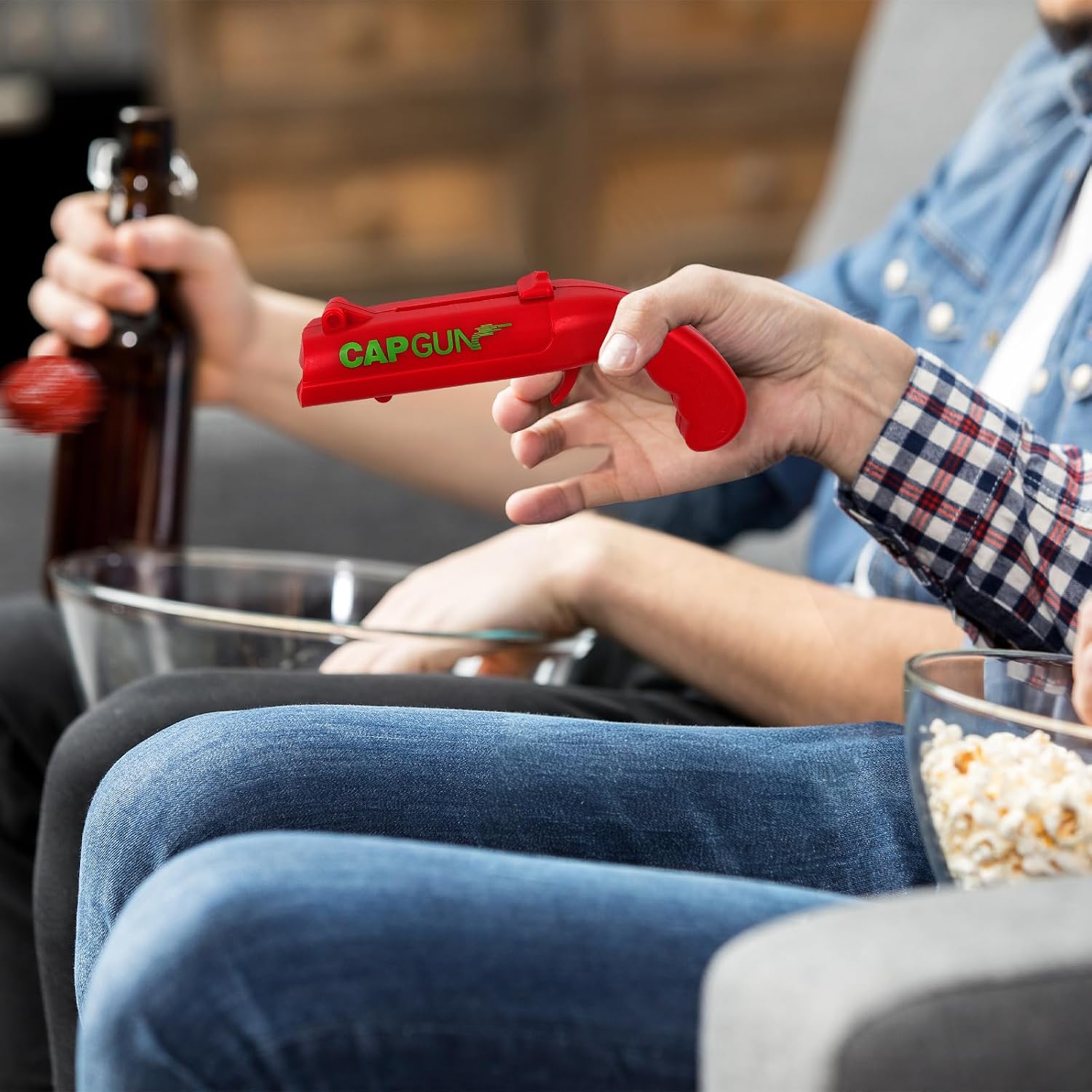 Bottle opener gun, beer gifts for men with cap launch – Bild 7