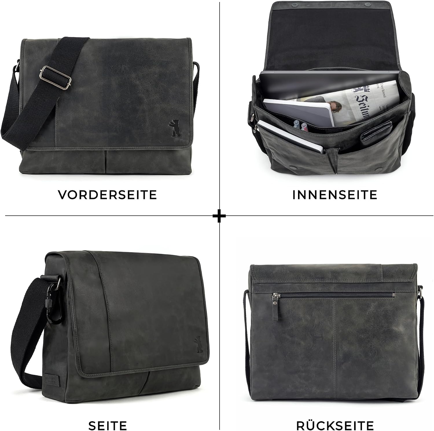 Berliner Bags Vintage Umhängetasche X-Berg, Messenger Bag aus Leder, Schultertasche für Damen und Herren – Bild 6