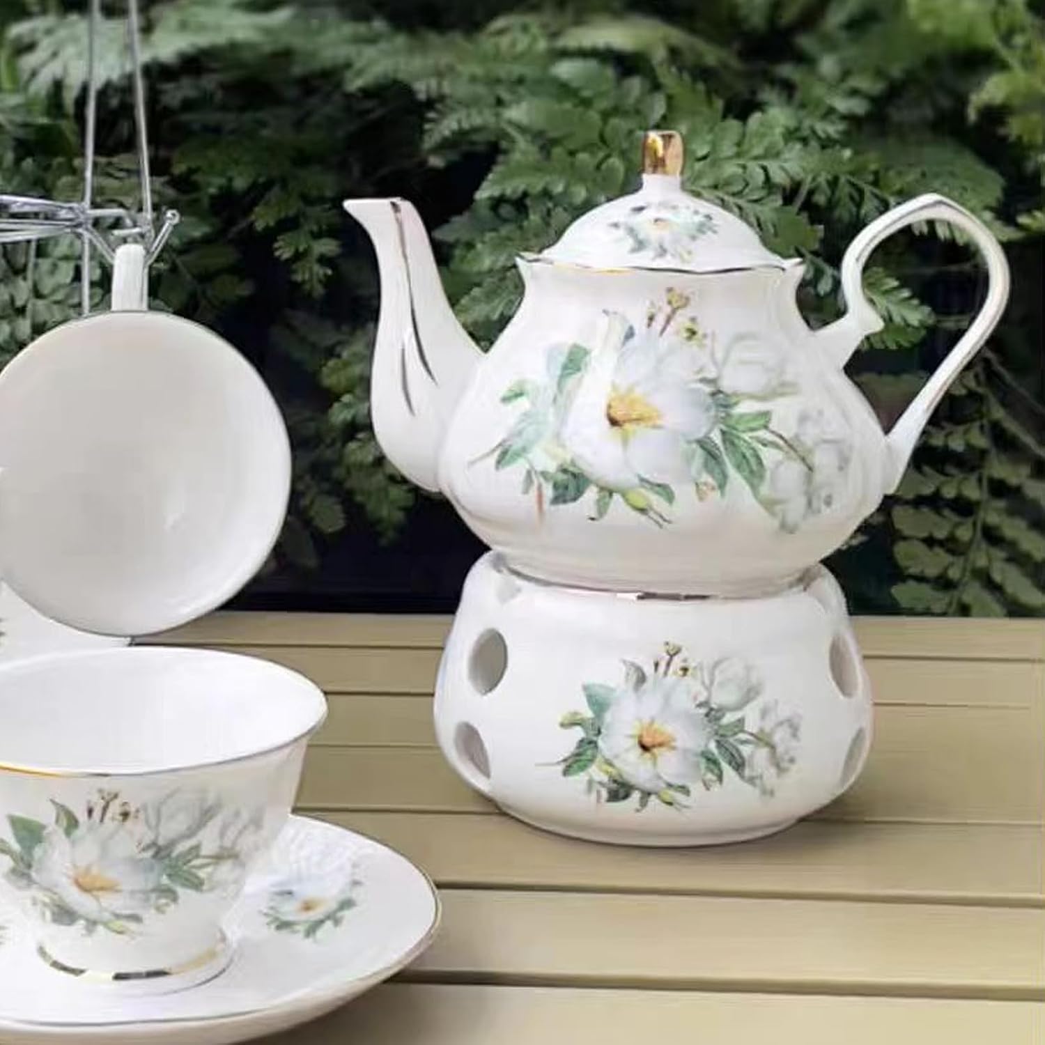 European Style Peony Ceramic Coffee & Tea Gift Set – Bild 2