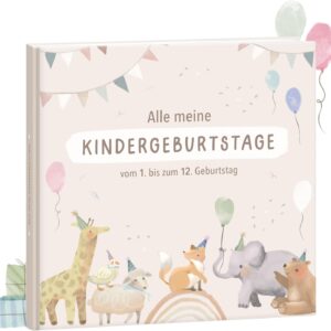 Mintkind Children's Photo Album Beige - Memory Book Children's Birthday with Filling Pages - Memory Album 1 to 12 Years - Birth Gift for Boys & Girls