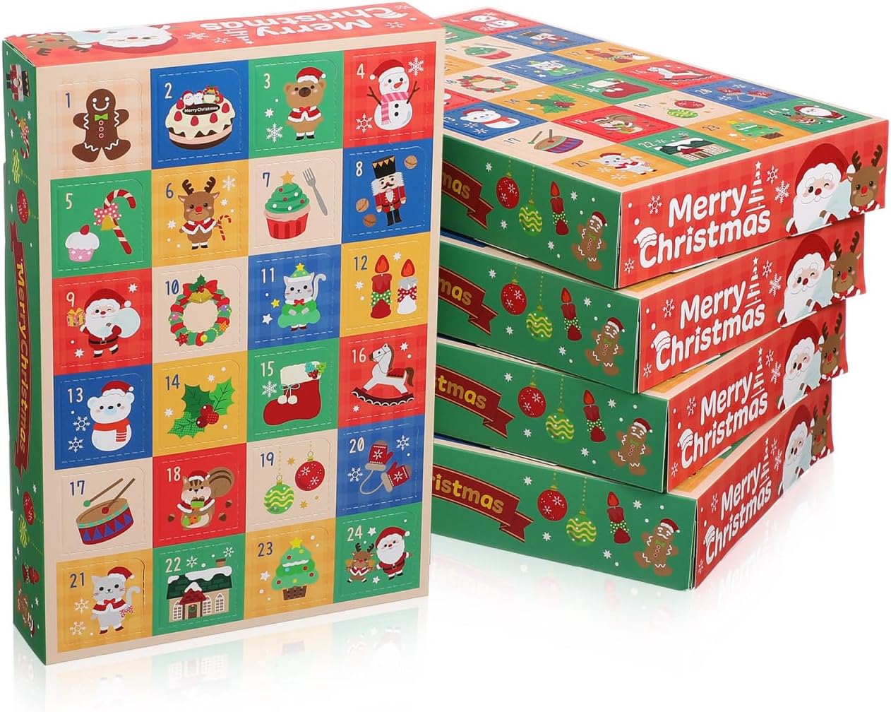 Cabilock Pack of 5 Advent Calendar Gift Boxes Empty Paper Boxes for Christmas to Fill with Sweets and Small Surprises Pretty for Parties and Celebrations