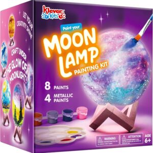 Klever Kits Craft Moon Lamp Painting Set, DIY Moon Lamp Painting Set Creative Set for Children, Craft Set Children from 6 7 8 9 10 11 12 Years, Gifts for Girls 6-12 Years, 3D Painting Night Light