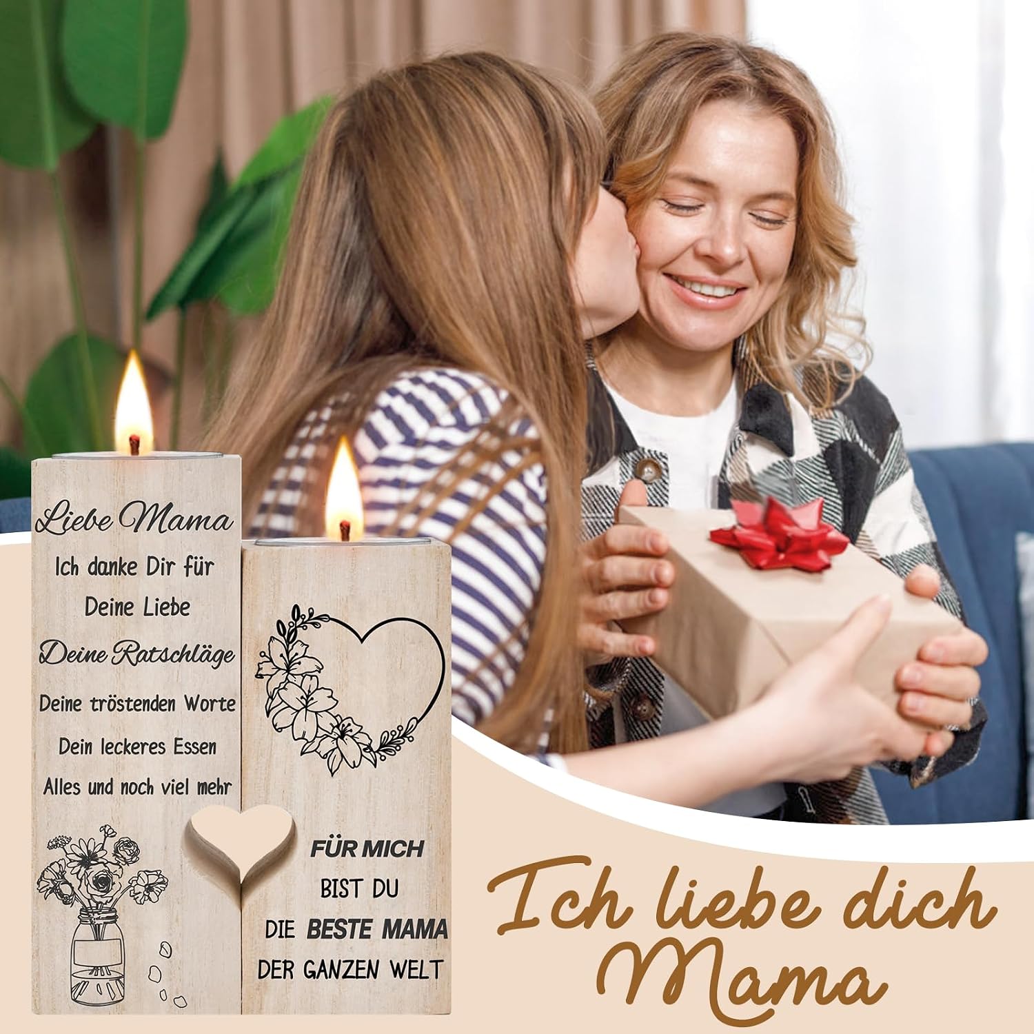 Mother's Day Gift, Wooden Candle Holder, Mother's Day Gifts for Mum, Grandma – Bild 4