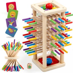 Nene Toys Ballfall, Montessori Toy from 3 4 5 6 Years – Wooden Game for Children – Educational Game with Sticks, Dice & Cards – Educational Board Game – Great Gift Girls Boys from 3-9 Years