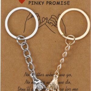Pack of 2 Promise Keyrings, Partner Keychain, Couples, Couples Gifts for Both Him Her Best Friend, Pinky Promise Keychain, Gifts Couple for Women, Birthday Gift