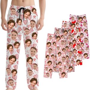 Personalised Pyjama Bottoms for Men – Funny Personalised Pyjama Bottoms, Loungewear, Partner Pyjama Set, Long Pyjama Bottoms with Photo, Face, Text – Gift for Women