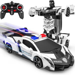Remote Control Car, 2 in 1 Transformer RC Robot Police Car