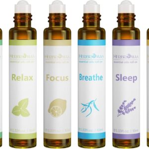 Aroma Therapy Essential Oils Roll On Set, Ready-to-Use Natural Pre-Clouded Essential Oil Blend, Relaxation Gift for Women and Men, 6-Pack x 10 ml for Home Use