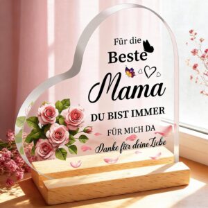 Birthday Gift for Mum Gift, Gifts for Mum, Mother’s Day Gift for Mothers from Daughter Son, Best Mother Gifts Birthday Christmas Mother’s Day, Heart Shaped Acrylic Home Decoration