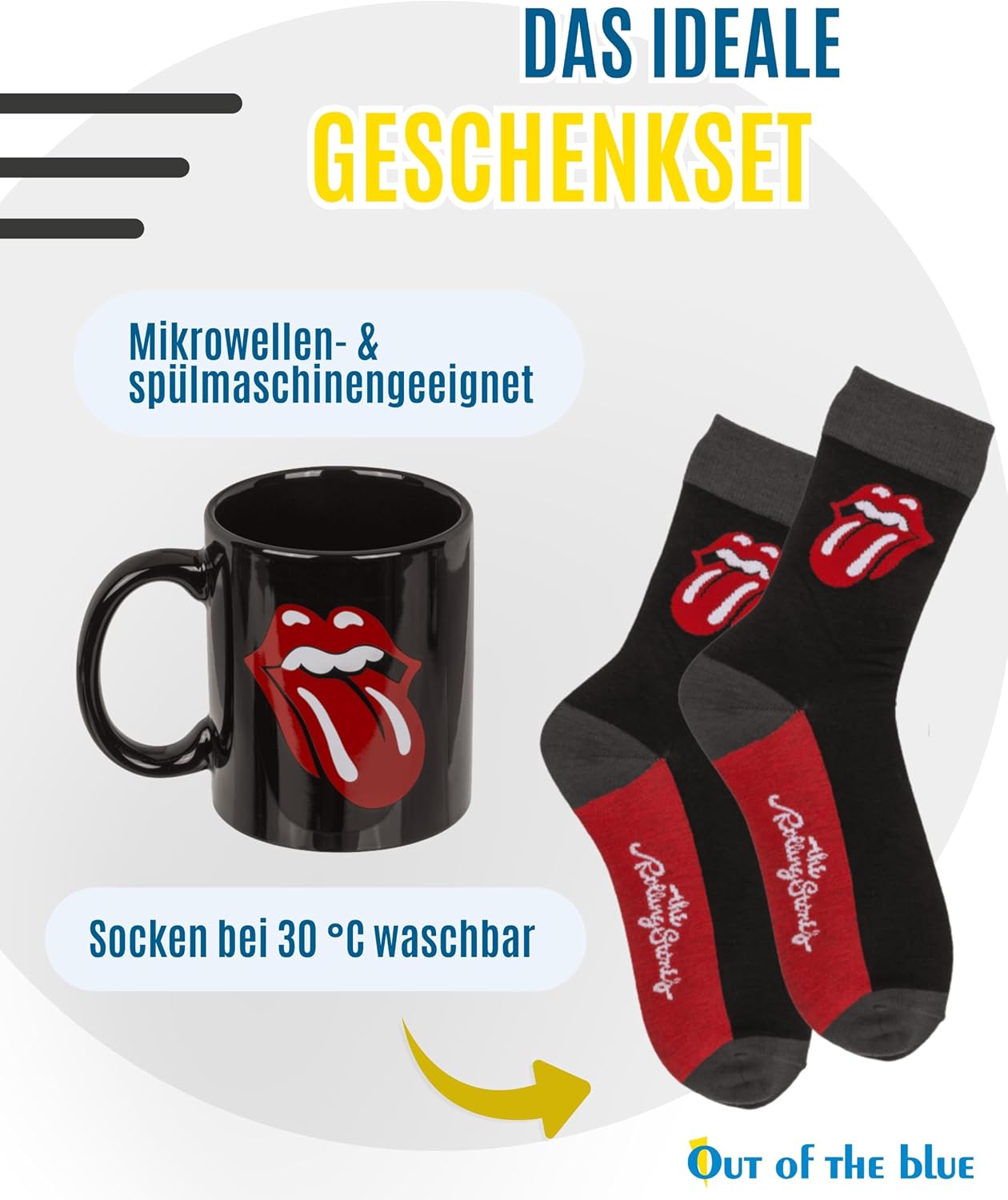Out of the blue - Gift Set The Rolling Stones Cups & Socks - Stoneware Coffee Mug 315 ml & Comfort Socks in Sizes 7-11 - Stylish Gift Bundle for Fans - Presented in Decorative Bbox – Bild 4