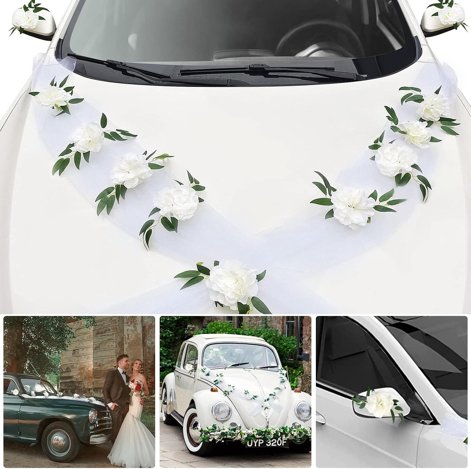 Car Decoration Wedding Bonnet Wedding Decoration Car with 11 Roses – Bild 6