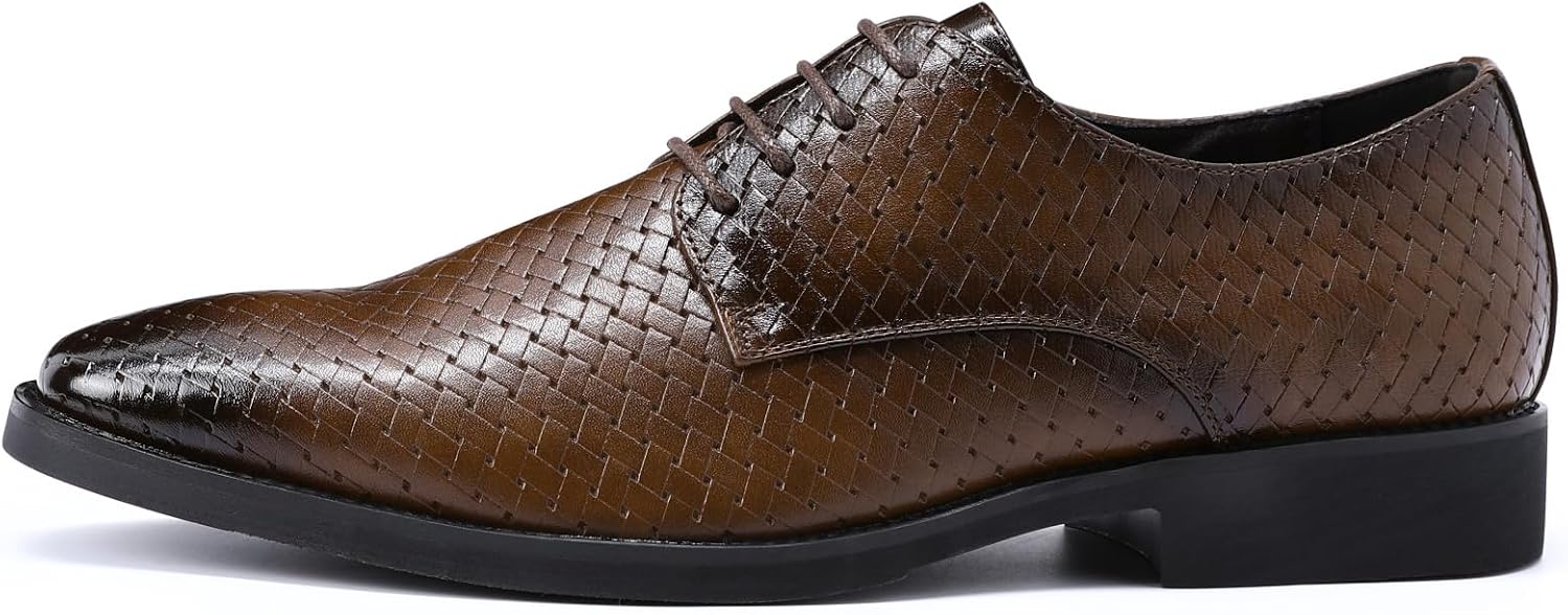 Allthemen Men's Dress Shoes Leather Modern Lace-Up Formal Leather Shoes Business Oxford Derby Shoes – Bild 2