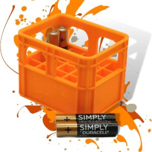 Battery Storage Box Beer Box Beer Box Battery Box Mini Box for Batteries + Batteries AA, AAA, 9 V, Empty – Gift for Men in 3D Printing (AAA, Orange)