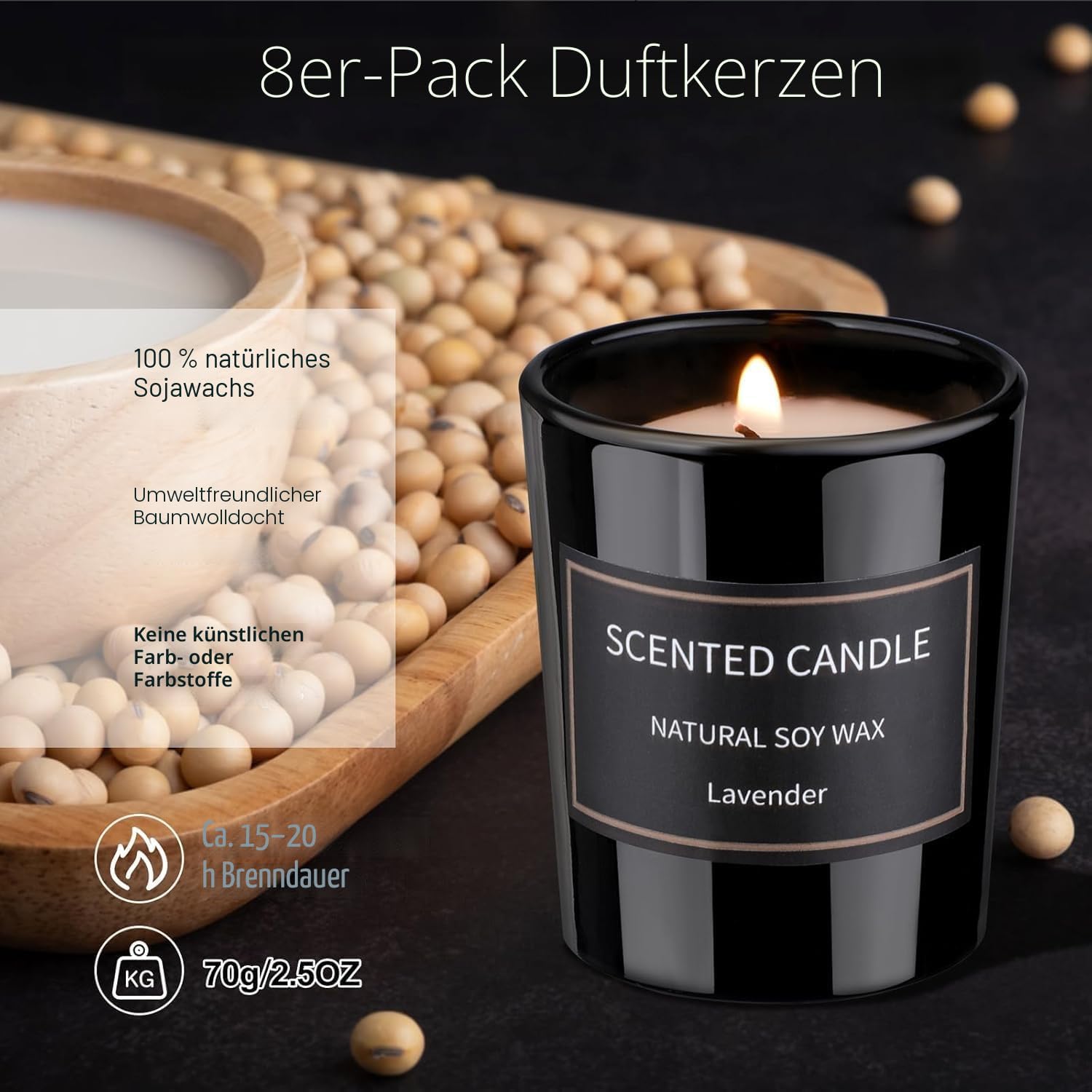 DsclaPrivatsphäre Scented Candles Gifts for Women, 8 Pack 96.4 g Candle Set, Natural Soy Wax, Aromatherapy Candles for Birthday, Christmas Gifts – Bild 2