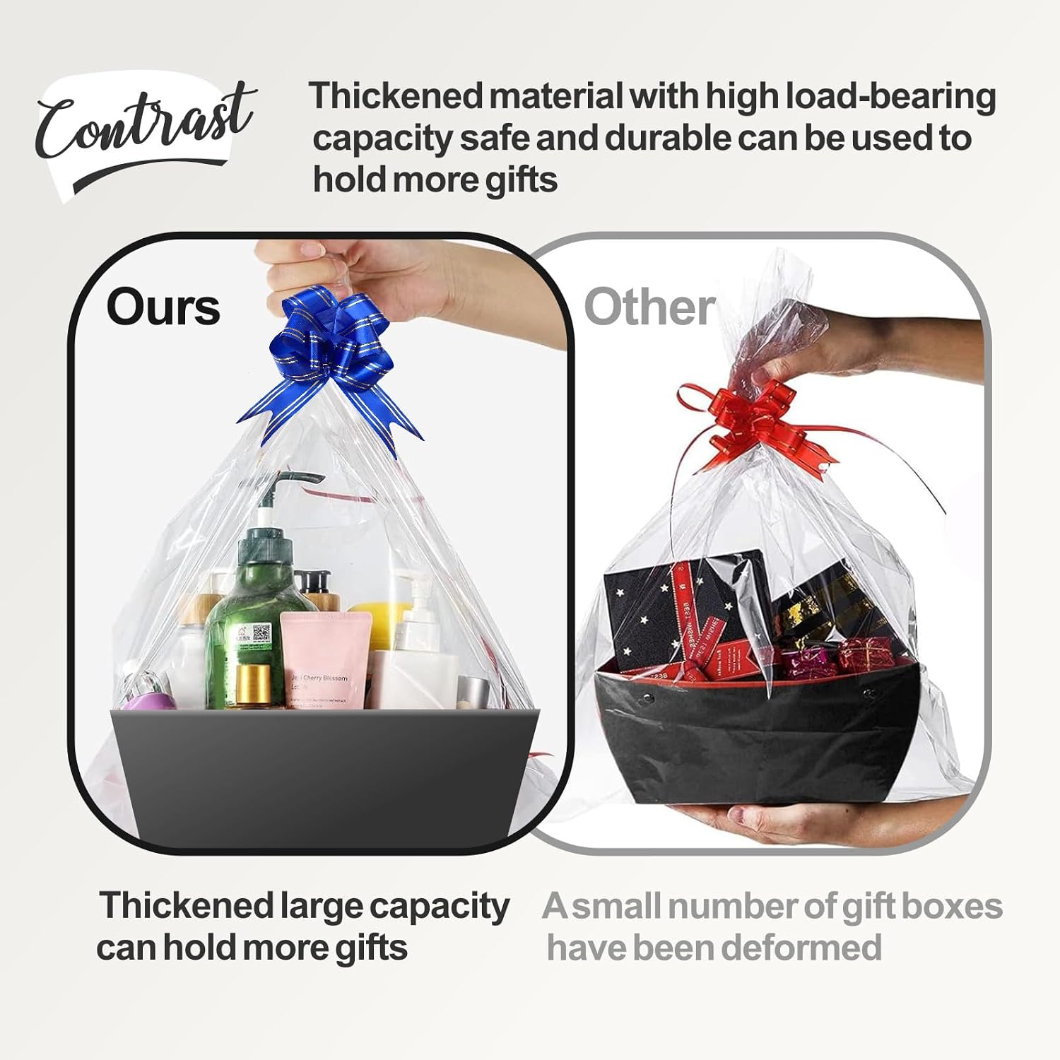 Gift Baskets Empty Set of 5 Black with Foil and Cardboard Bows – Bild 2