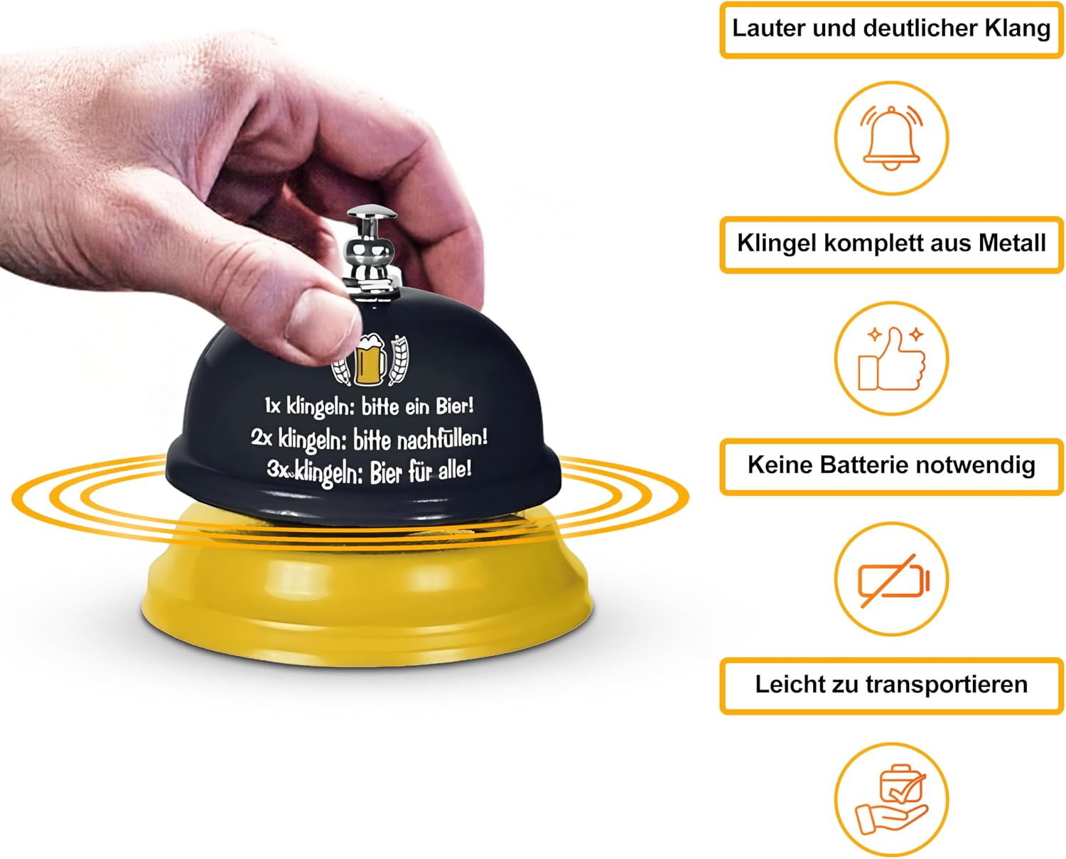 Funny Beer Bell with Sayings - Festival Gadget & Party Accessories - Gift Idea for Men for Birthday, Barbecue, Garden Party & Festival Decoration - Gift Box Included - Tiwoca – Bild 2
