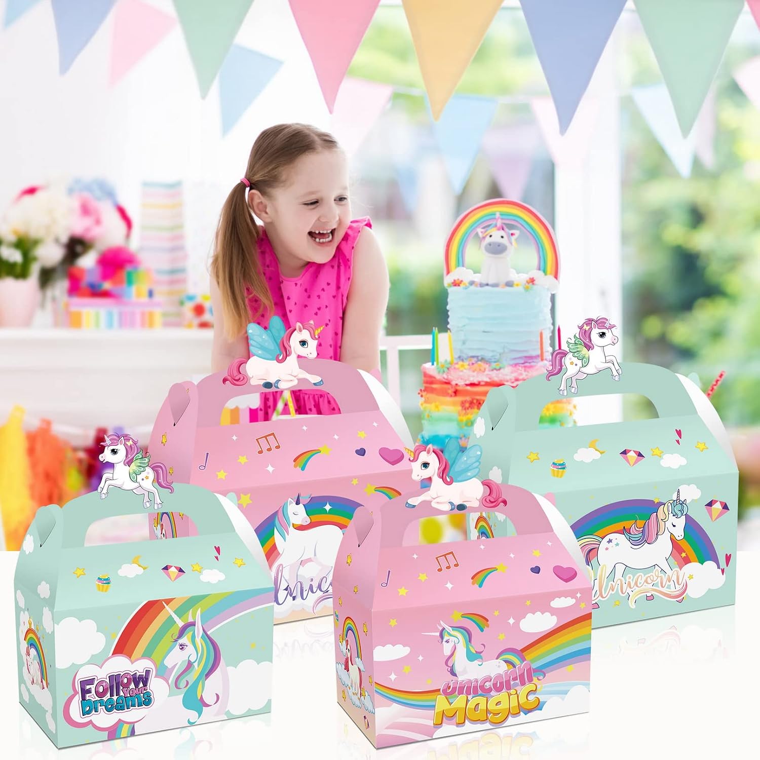 Pack of 12 Unicorn Gift Boxes Party Favour Rainbow Party Treat Theme Sweets Goodies Boxes for Children Birthday Baby Shower – Bild 3