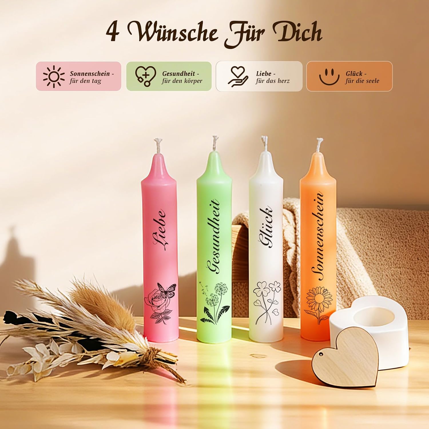 Gifts for Women, Candle Gift for Girlfriend, Best Friends, Candle Set with Candle Holder, Wooden Box, Dry Flowers for Mother, Sister, Grandma, Birthday Gift for Girls (Candle Gift Box-1) – Bild 4