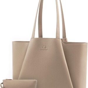 LOVEVOOK Laptop Handbag Large Tote Bag Women, khaki, Formal