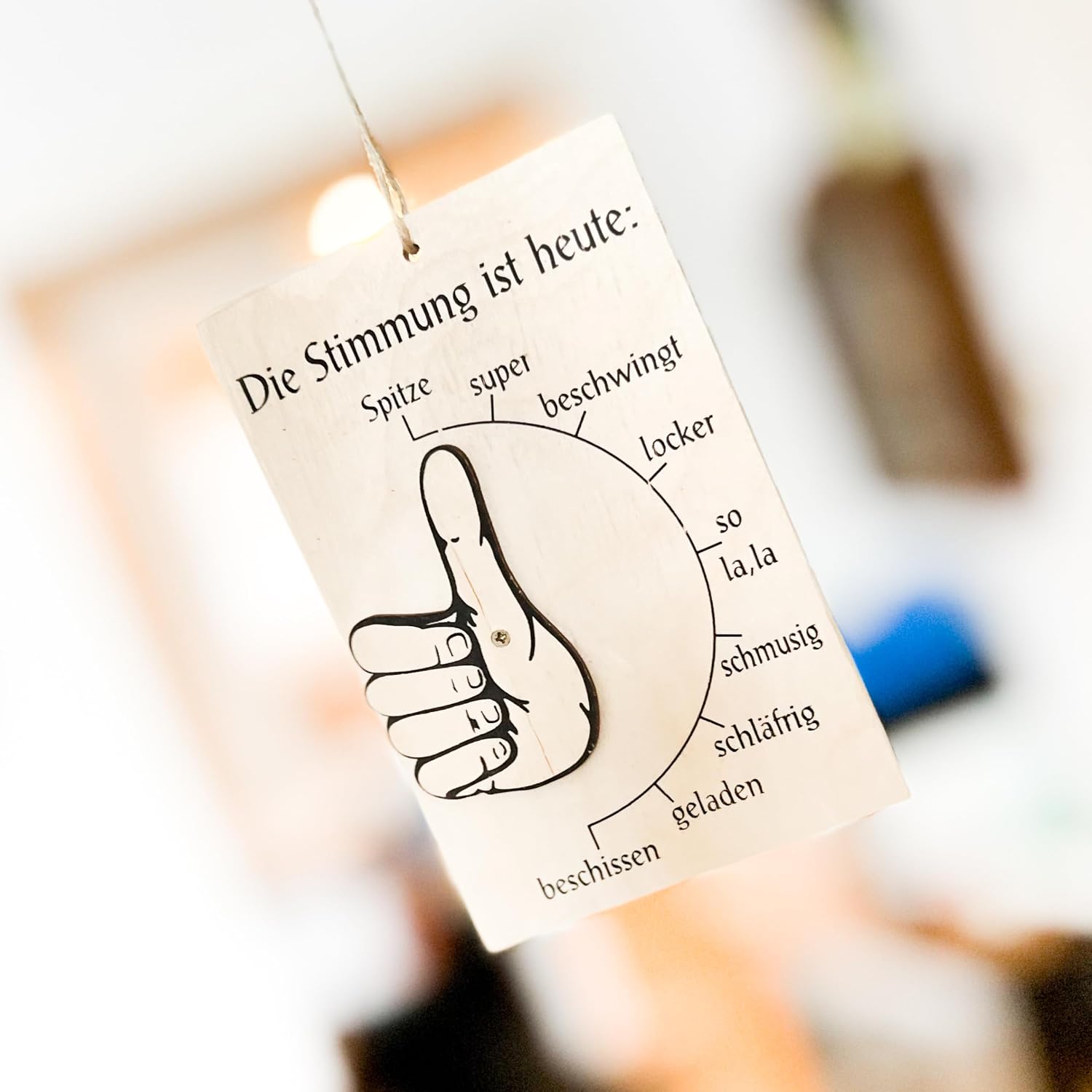 Spruchreif Mood Barometer, Mood Indicator, Thumb with Movable Hand, Door Sign, Funny Gifts, Gifts for Colleagues, Office Fun (German Language) – Bild 2